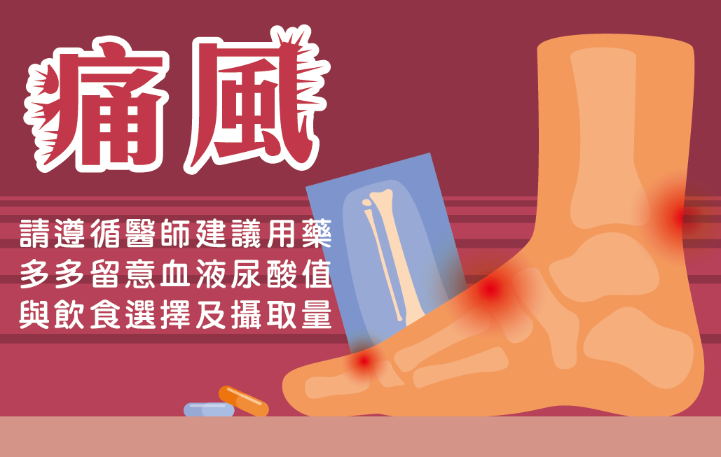 痛風請遵循醫師建議用藥,多多留意血液尿酸值與飲食選擇及攝取量