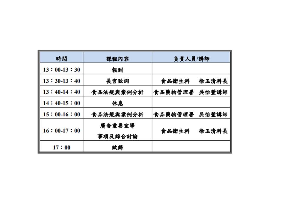 課程時間表