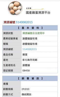 溯源QR-code顯示來源畜牧場